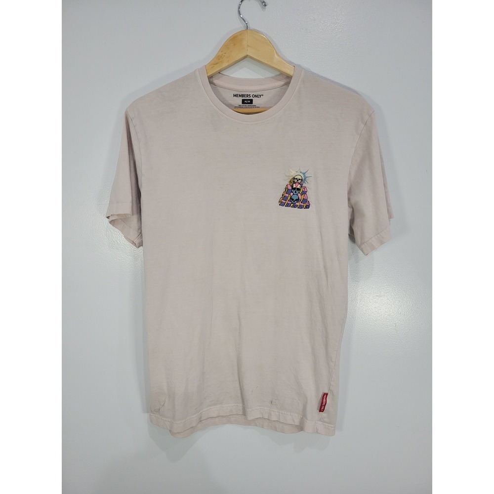 Members Only Mens Graphic T-Shirt Sand Tan Skulls Stacked Logo Tee M